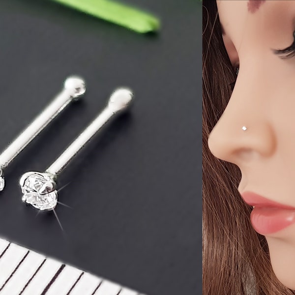 925 Sterling Silber Mini Klein Feine Nase Nose Stud Nasenpiercing Nasenstecker Stecker Piercing Zirkonia Stein Nariz Nez