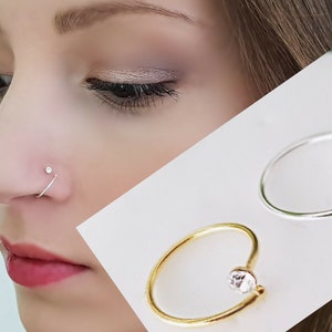 925 Sterling Silver Nose Ring Nose Piercing Nose Ring Nose Stud Plug Piercing Ring Nariz Nez Crystal Stone Etsy Norway