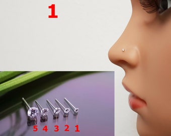 925 Sterling Silver Mini & XL Stone Nose Piercing Nose Stud Nose Ring Plug Piercing Nariz Nez