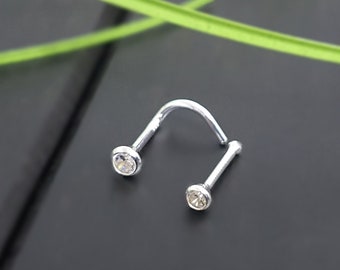 925 argent Sterling spirale et nez droit Piercing nez Stud bijoux nez Stud Piercing anneau incurvé Piercing spirale