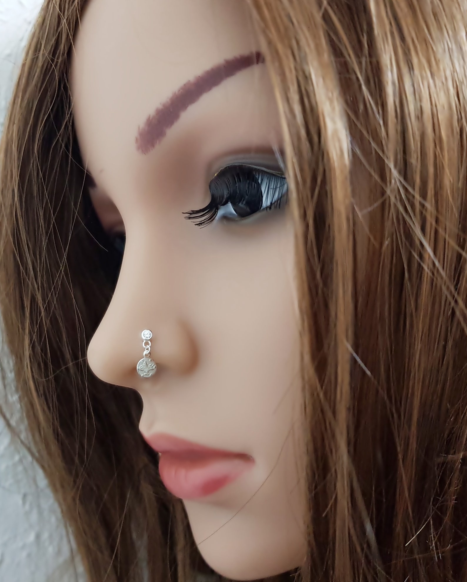925 Sterling Silver Nose Piercing Zirconia Nose Plug 18 Carat Etsy
