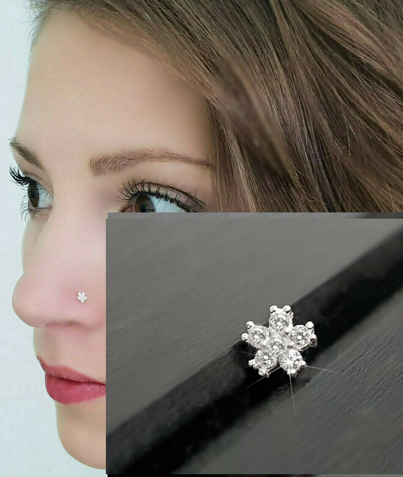 925 Sterling Silver Snowflake Nose Piercing Nose Plug Nose Etsy