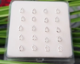 925 Sterling Silver Gold Plated Drop Nose Piercing Nose Stud Nose Ring Plug Piercing