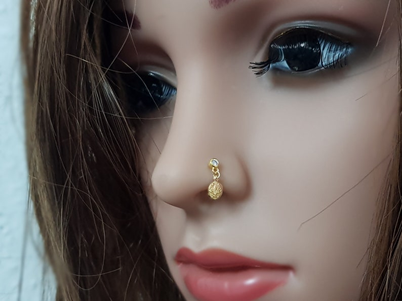 925 Sterling Silver Nose Piercing Zirconia Nose Plug 18 Carat PlateD Authentic Nose Stud Plug Piercing Hanging Jewelry