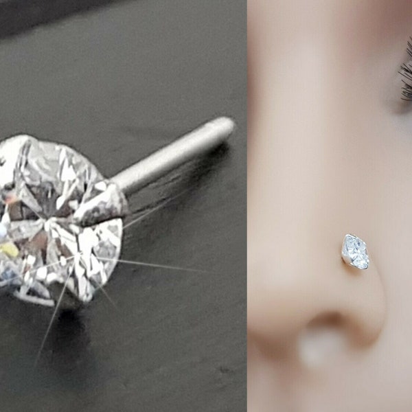 925 Sterling Silver XXL Large Zirconia Stone1 Nose Stud 14K Gold Plated Nose Piercing Nose Stud Plug Piercing