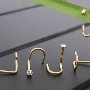 925 Sterling Silber Nasenpiercing 18K Vergoldet Gebogener Nasenstecker Spirale Schmuck Nasenstecker Piercing Ring Gebogen Piercing Nose Stud