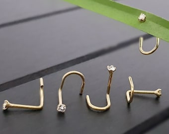 925 Sterling Silver Nose Piercing 18K Gold Plated Curved Nose Stud Spiral Jewelry Nose Stud Piercing Ring Curved Piercing Nose Stud
