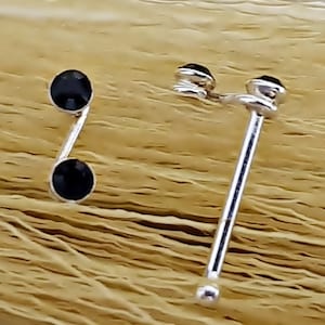 925 Sterling Silver Nose Stud Nose Piercing with Black Colored Crystal Stones Nose Stud Plug Piercing Nariz Nez