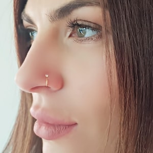 925 Sterling Silver 18K Gold Plated Fake Faux Fake Clamps Nose Piercing Nose Ring Piercing Helix Ring Nose Piercing