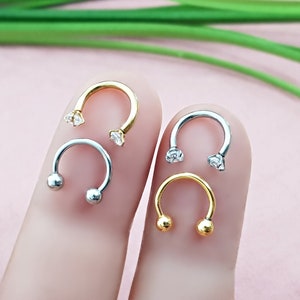 Fer à cheval Piercing à visser acier inoxydable haltère circulaire Piercing à lèvres sourcil Helix nez Piercing nez Stud nez anneau 316L