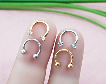 Horseshoe Screwable Piercing Stainless Steel Circular Barbell Lip Piercing Eyebrow Helix Nose Piercing Nose Stud Nose Ring Ring 316L