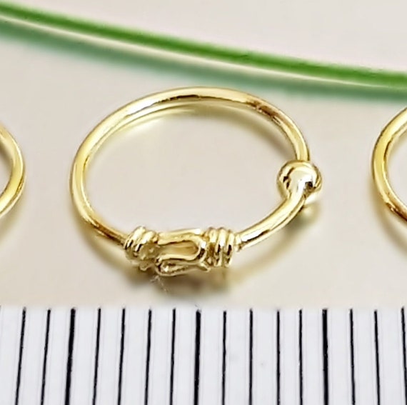 925 Sterling Silver 18kt Gold Plated Nose Hoop Ring with 3 Twisted Wires 925 Sterling Silver 18kt Gold Plated Nose Hoop Ring with 3 Twisted Wires
