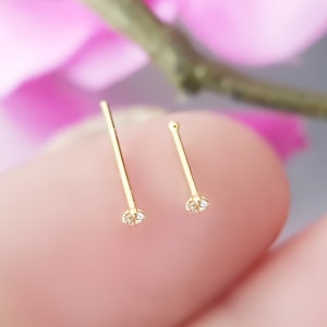 925 Sterling Silver Mini Small Fine Nose Stud 18 Kt Gold Plated Nose Piercing Nose Stud Plug Piercing Zirconia Stone Nariz Nez
