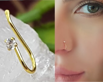 925 Sterling Silver Fake Faux Clamp Nose Piercing Nose Ring Piercing Helix Ring Nose Piercing