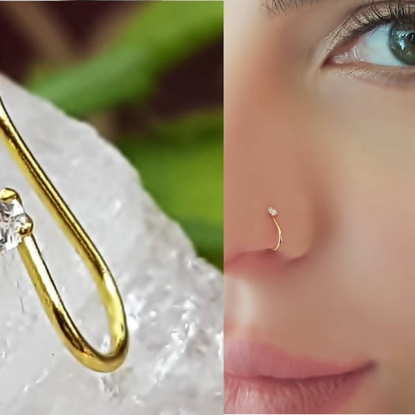 925 Sterling Silber gefälschtes Faux Fake Klemmen Nasenpiercing Nasenring Piercing Helix Ring  Nose Piercing