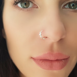 925 Sterling Silber Nasenring Nose Ring Nasenpiercing Nasenstecker Stecker Piercing Ring Nariz Nez Bild 7