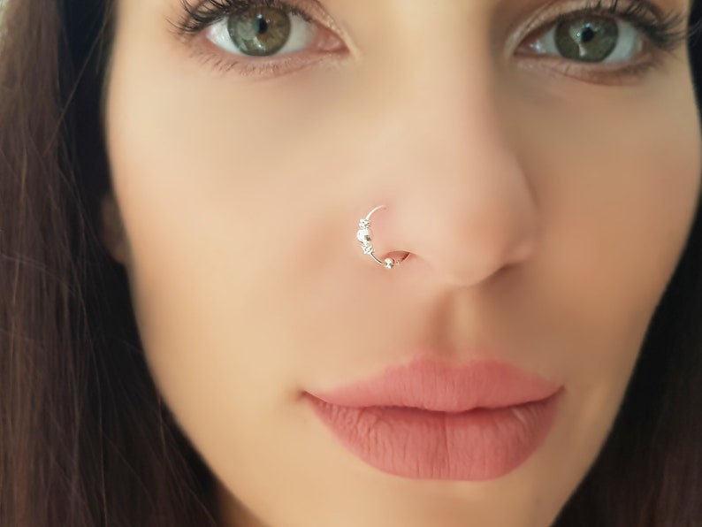 925 Sterling Silber Nasenring Nose Ring Nasenpiercing Nasenstecker Stecker Piercing Ring Nariz Nez Bild 7