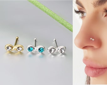 925 Silver Nose Piercing Infinity Turquoise Infinity Gold Plated Nose Stud Plug Piercing