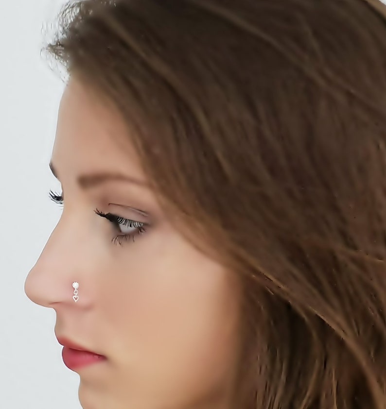 925 Sterling Silver Heart Nose Piercing Nose Plug 14K Gold Etsy UK