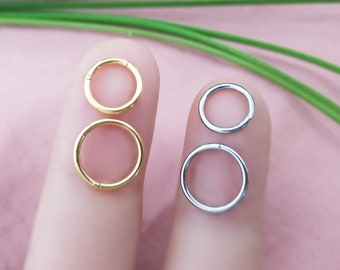 Nose Piercing 316L Stainless Steel Nose Ring Gold Silver ColorPiercing Clicker Hinged Segment Ring Hinged Clicker Ring