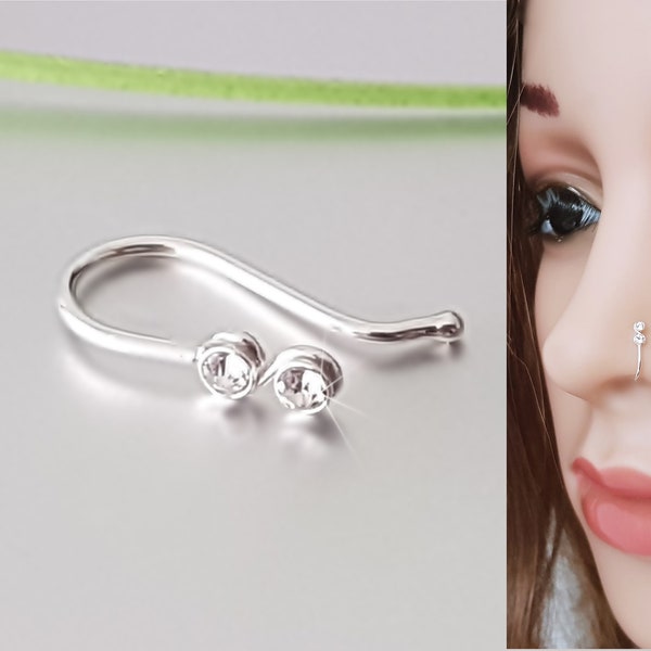 925 Sterling Silver Fake Faux Clamp Nose Piercing Nose Ring Piercing Helix Ring Nose Piercing