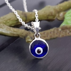 925 Silver Nazar Boncuk Evil Eye Lucky Charm Turkish Evil Eye Necklace Blue Eye Anchor Chain