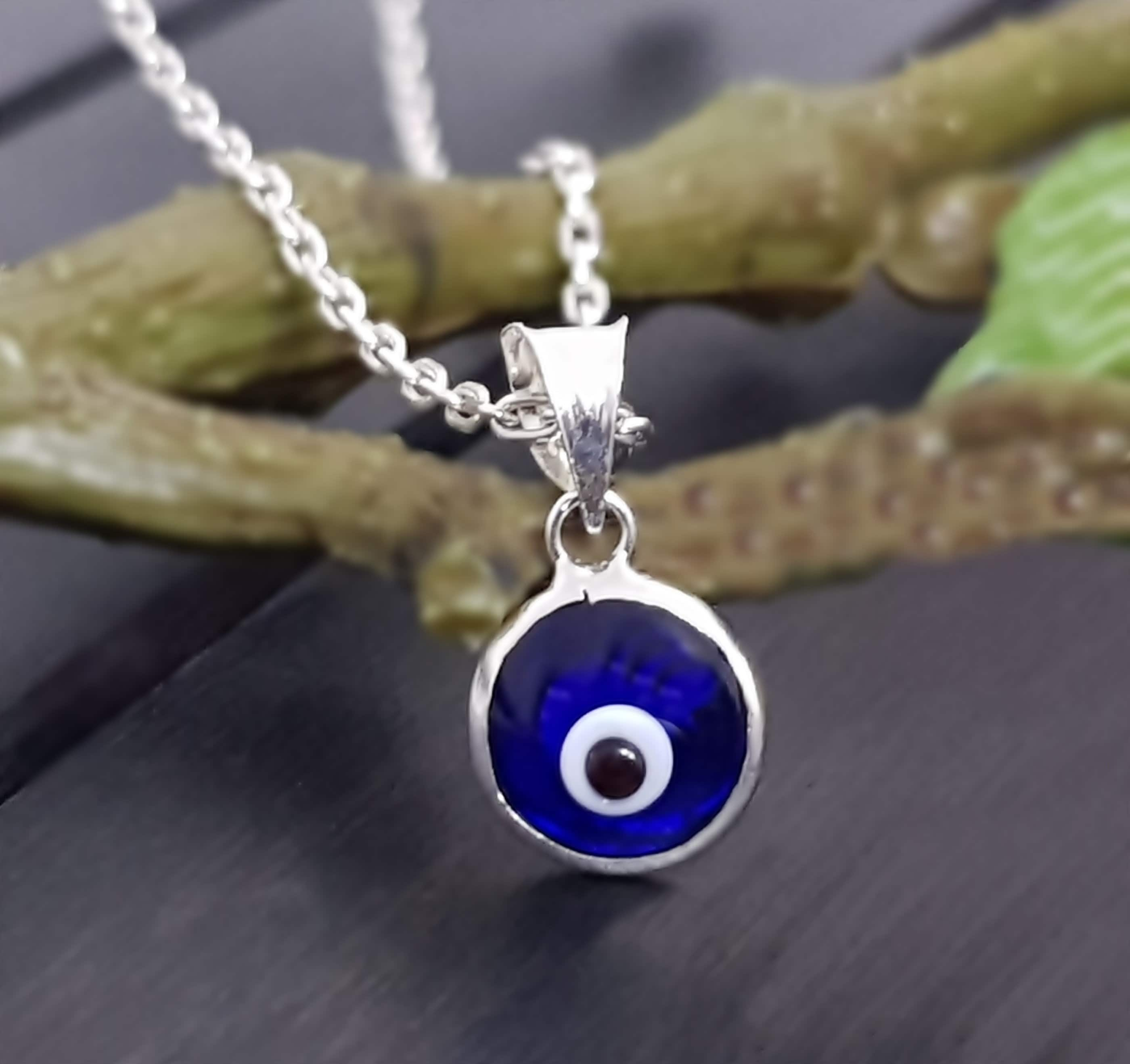 Kaufe 1pc Evil Eye Anhänger Halskette Glas Leder Seil Kette