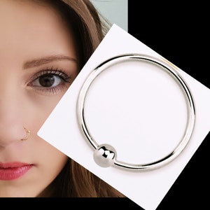 925 Sterling Silber Nose Ring Nasenpiercing 14K Vergoldet Kugel Nasenring Nasenstecker Stecker Piercing Ring