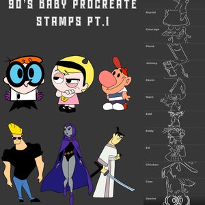 90's Baby's Cartoon Procreate Stamps Pt.1