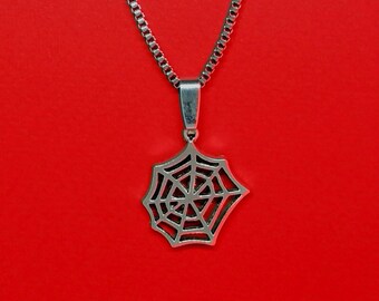 Necklace with Pendant Silver Necklace Necklace for Men SILVER TONE Spider Web Necklace Necklaces for Women Coin Necklace