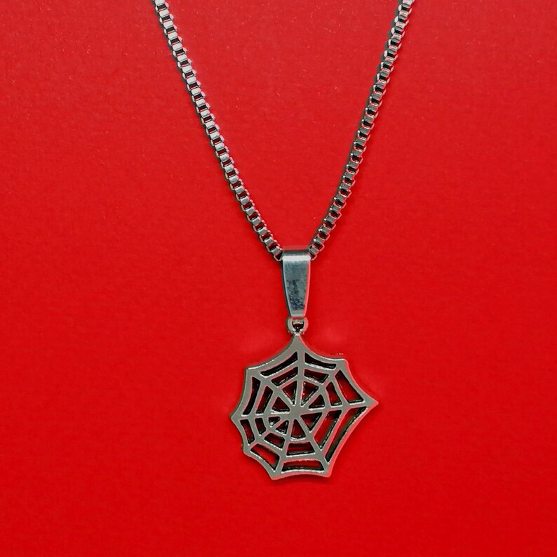 Necklace with Pendant Silver Necklace Necklace for Men SILVER TONE Spider Web Necklace Necklaces for Women Coin Necklace