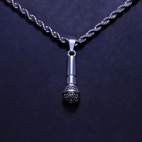 COLLIER MICROPHONE - Collier élégant en argent - Colliers pour femmes - Collier pour hommes - Collier link