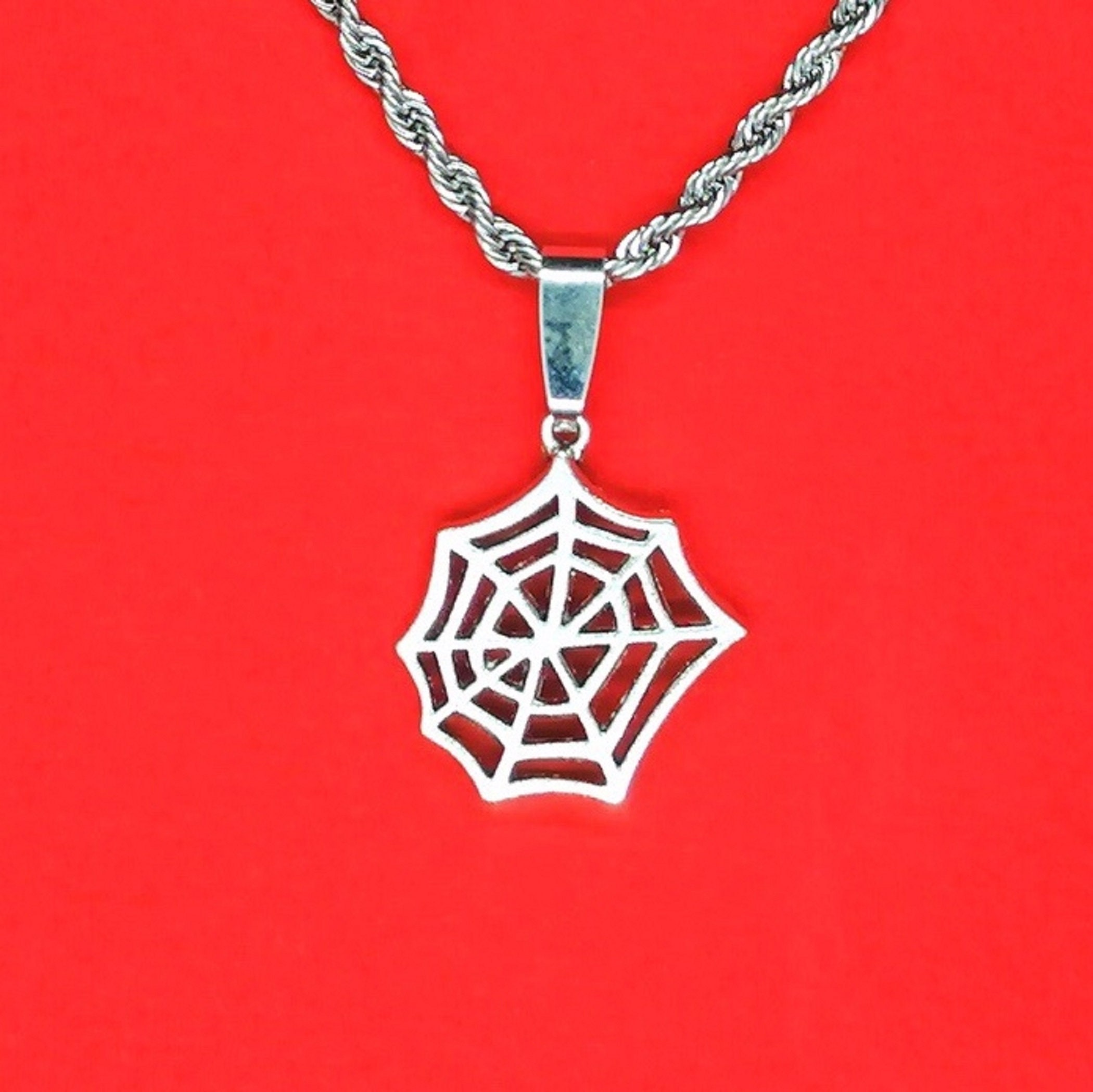 SPIDER WEB NECKLACE Stylish Silver Necklace Necklace for Etsy