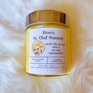 Rose Nylund St. Olaf Scented Candle -  Golden Girls Inspired Fandom Gift - Thank You For Being a Friend - Betty White