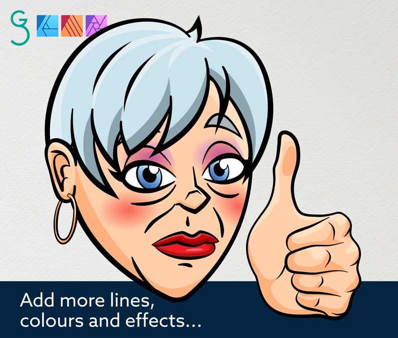 Cartoon Faces and Hands Vector Assets 2 Affinity image 10
