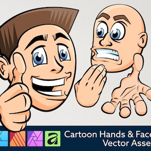 Cartoon Faces and Hands Vector Assets - Affinity