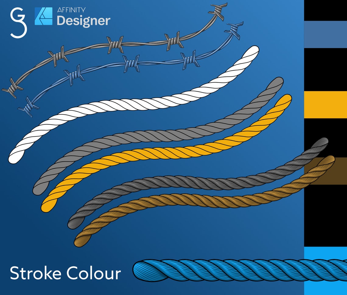 21 Vector Brushes for Affinity Designer - Chains, Rope, Barbed Wire - Etsy