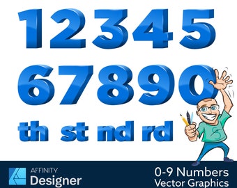 0-9 Vector Numbers 3D look - Affinity Designer