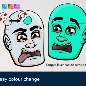 MONSTERS Cartoon Faces and Hands Vector Assets 3 Affinity Designer image 3