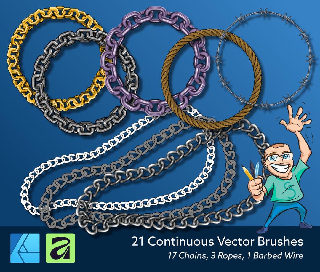 21 Continuous Vector Brushes for Affinity Designer - Chains, Rope ...