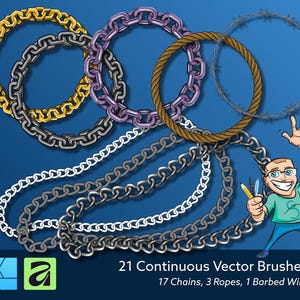 21 Kontinuierliche Vektorpinsel für den Affinity Designer - Ketten, Seile, Stacheldraht