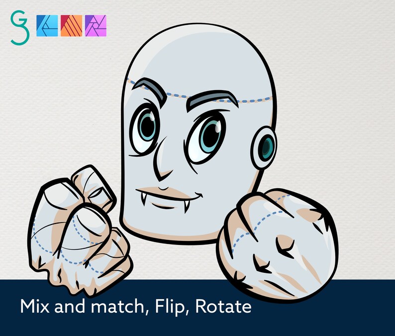 MONSTERS Cartoon Faces and Hands Vector Assets 3 Affinity Designer image 8