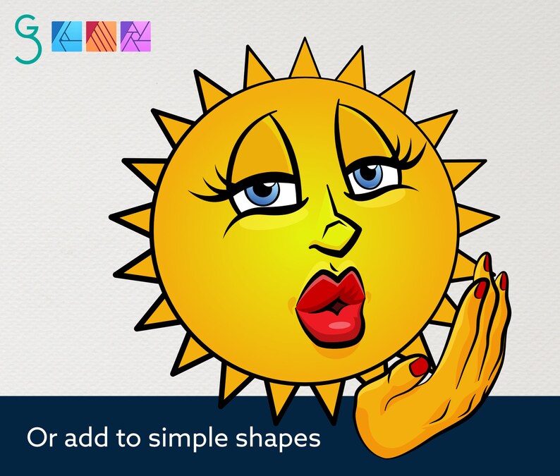 Cartoon Faces and Hands Vector Assets 2 Affinity image 4