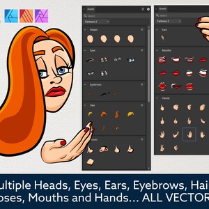 Cartoon Faces and Hands Vector Assets 2 Affinity image 2