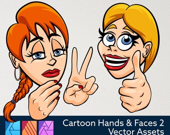 Cartoon Faces and Hands Vector Assets 2 - Affinity