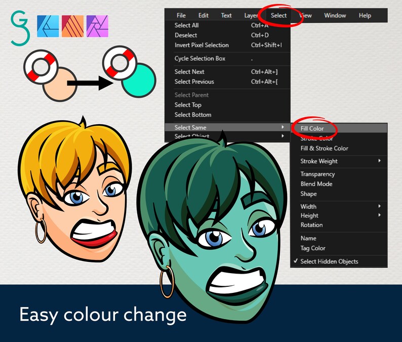 Cartoon Faces and Hands Vector Assets 2 Affinity image 3