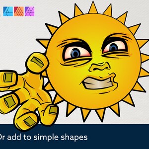 MONSTERS Cartoon Faces and Hands Vector Assets 3 Affinity Designer image 6