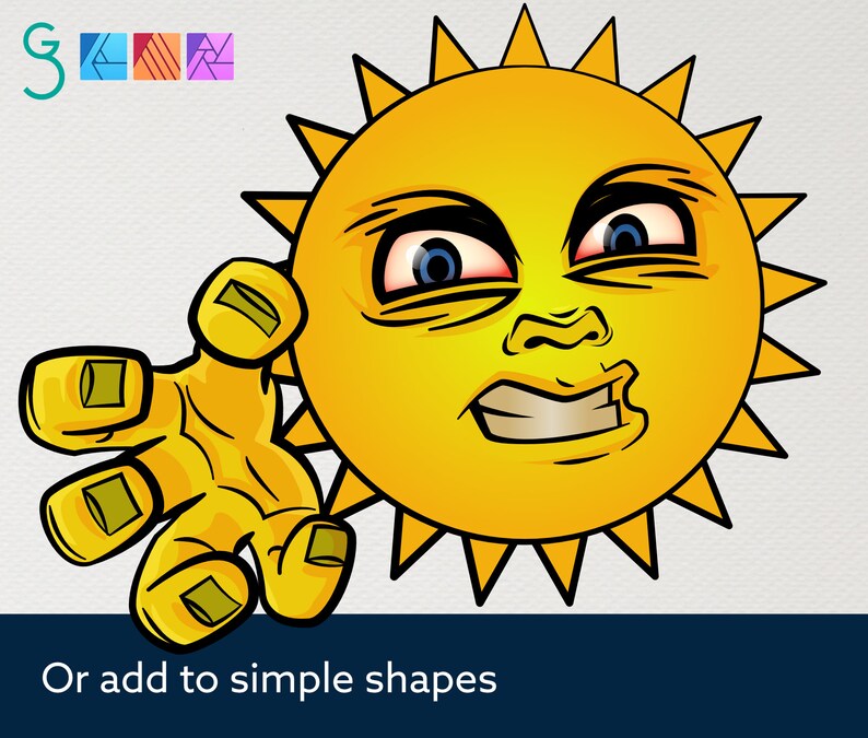 MONSTERS Cartoon Faces and Hands Vector Assets 3 Affinity Designer image 6