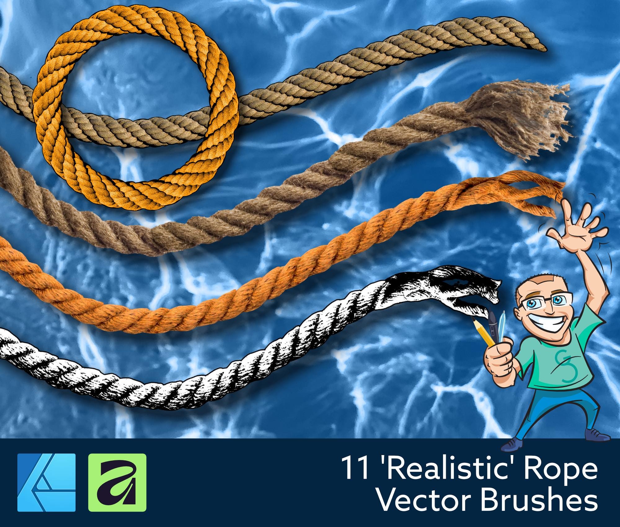 Vfx Rope 11 'realistic' Rope Vector Brushes for Affinity Designer - Etsy