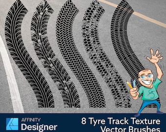 8 Tyre Track Textures - Vector Brushes for Affinity Designer